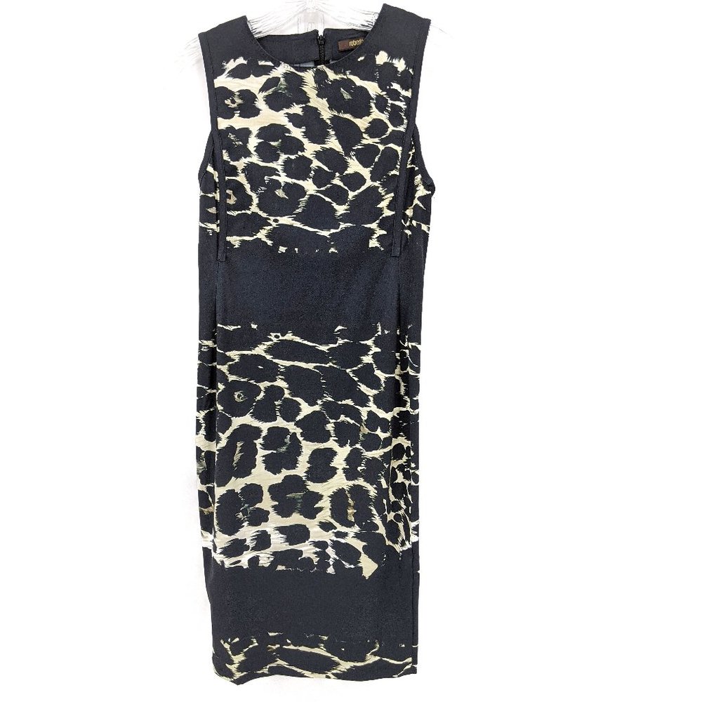 Roberto Cavalli Black Bodycon Dress Leopard Sz 4